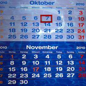 Kalenderblatt mit Oktober und November