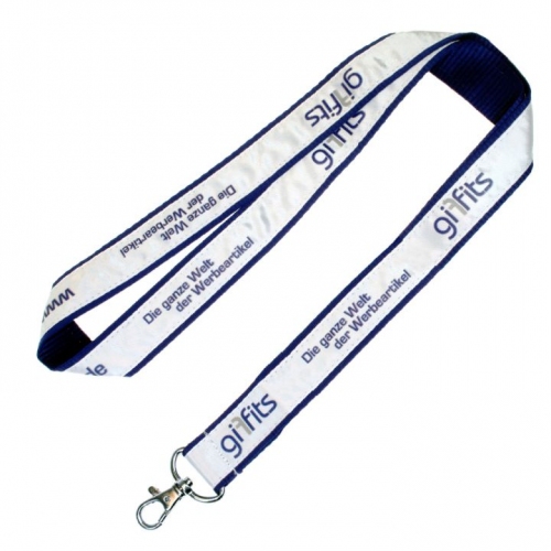 Blau-weißes Lanyard mit Aufdruck